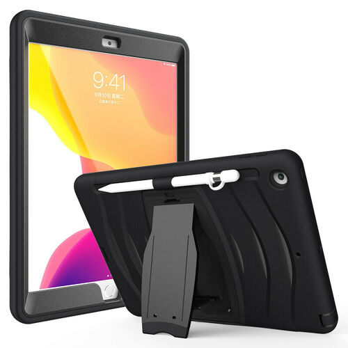 Shockproof Heavy Duty Rugged Defender Case for Apple iPad 5/6 (2017/2018) / iPad Air / Air 2 - Black