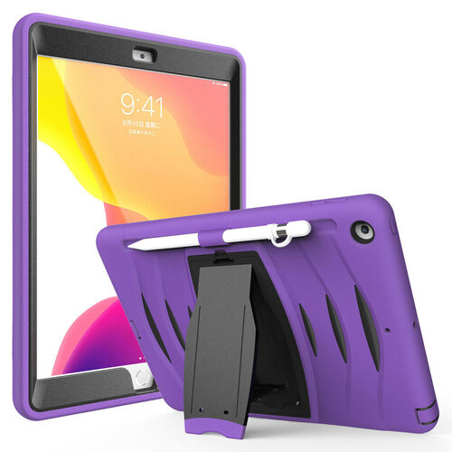 Shockproof Heavy Duty Rugged Defender Case for Apple iPad 7/8/9 10.2 - Purple